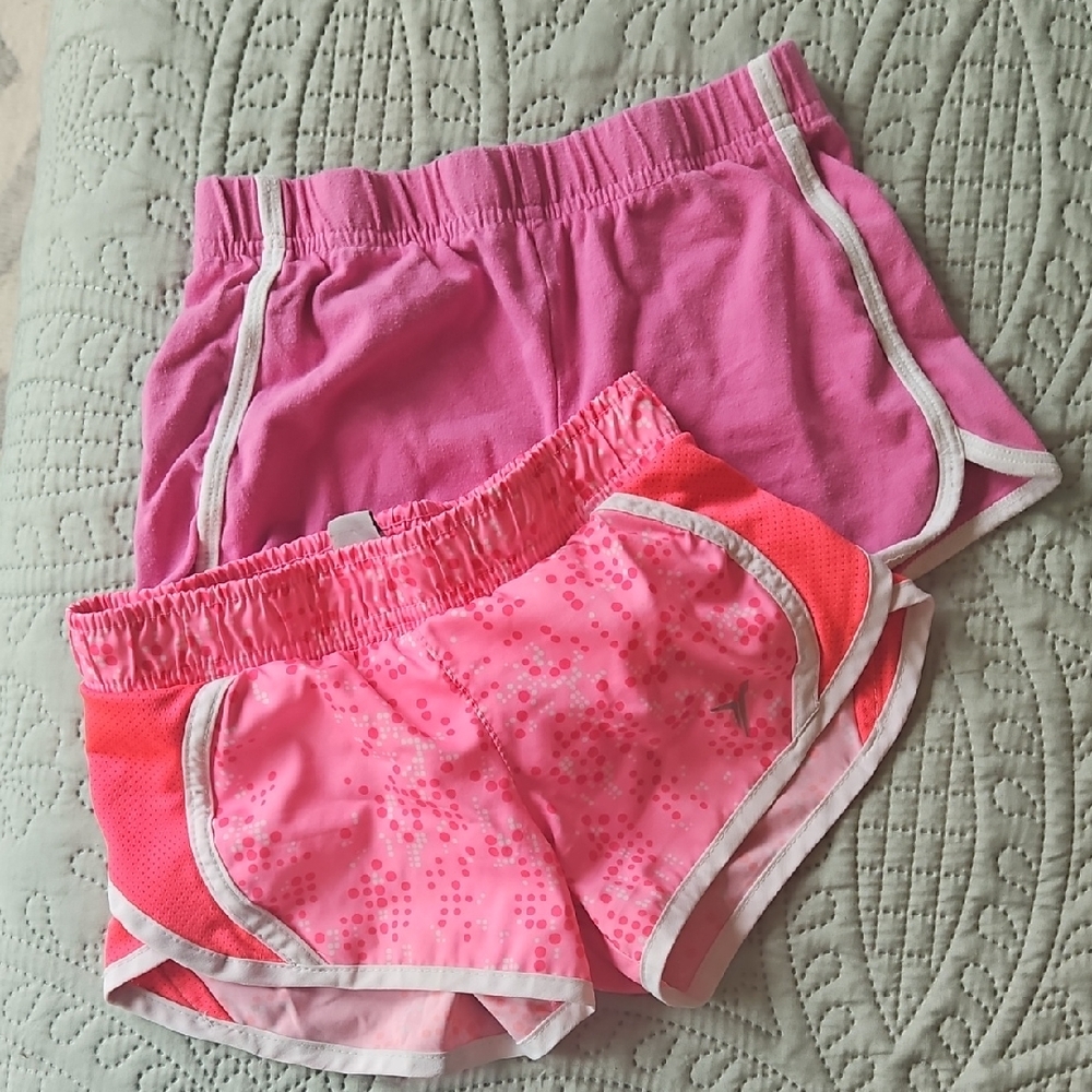 Girls Pink and Coral Athletic Shorts Set